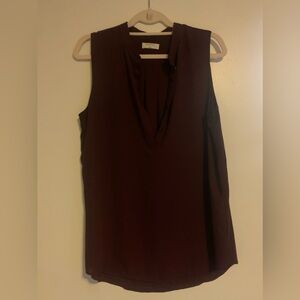 BABATON Size L Burgundy Sleeveless Layered Top with Button Closure